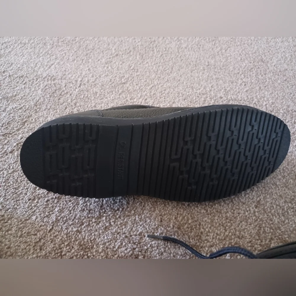 Black Leather Boat Shoes with Durable Rubber Sole